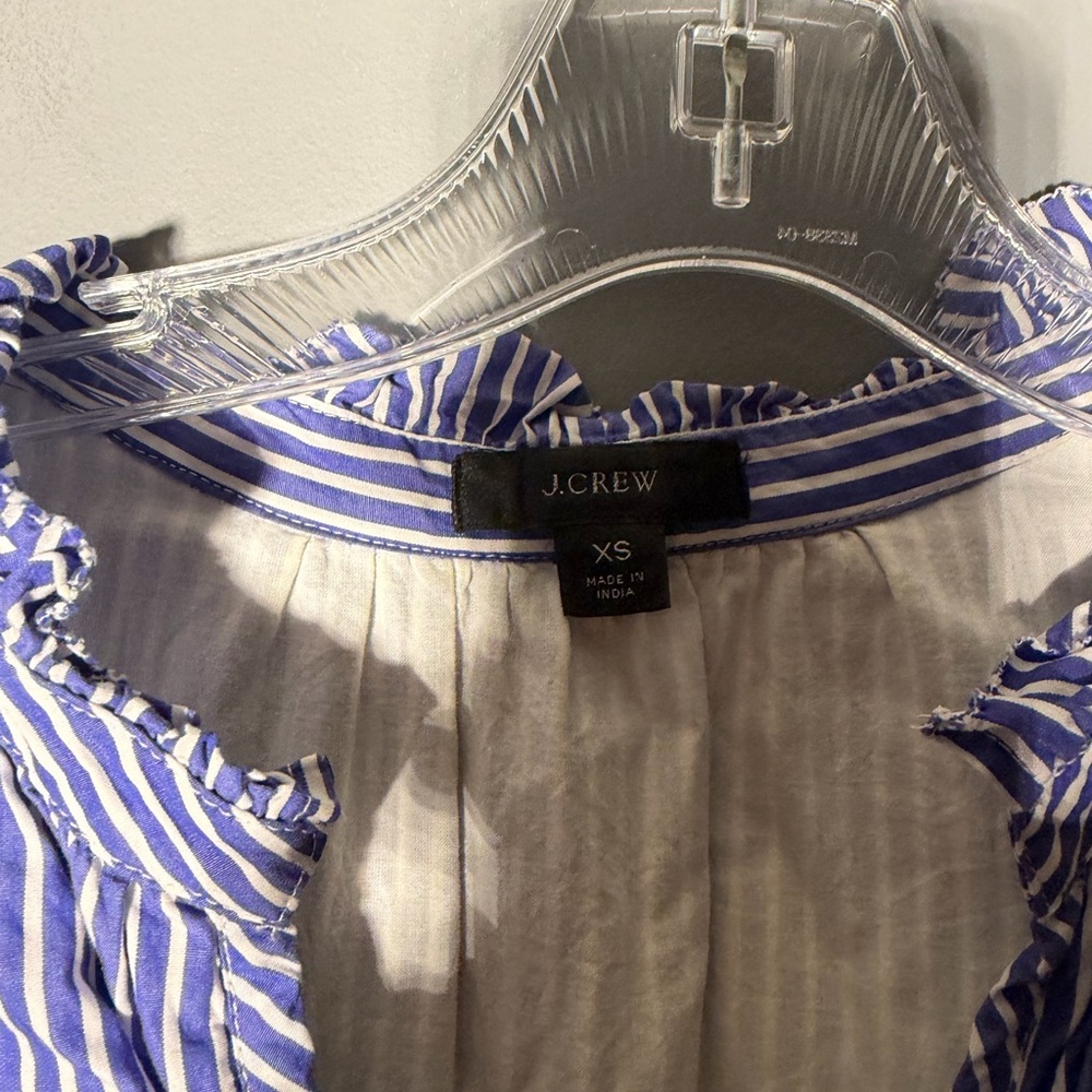 J.Crew Mixed Stripe Sleeveless Tiered Popover Dress Blue Multi Size XS - Picture 5 of 6